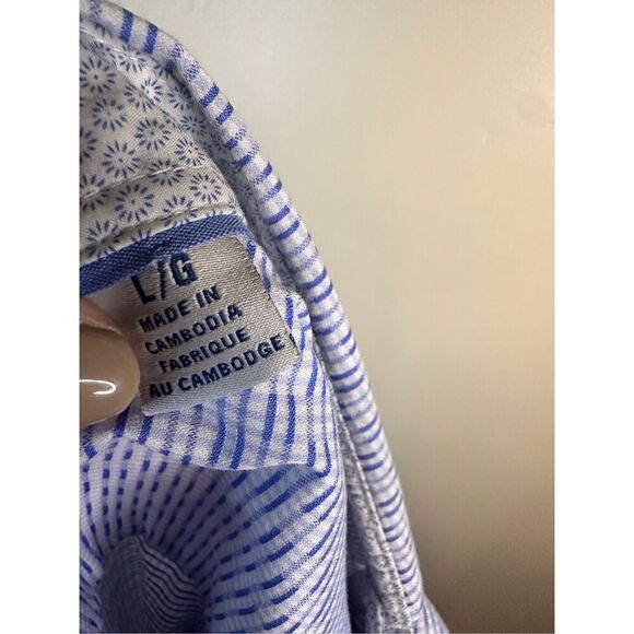 Tommy Bahama Men’s Blue and White Long Sleeve Button Down Shirt Size Large - Picture 8 of 8